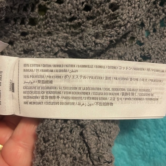 Hollister Crocheted Knit Swing Open Cardigan Sweater S/S gray Women's XS/S - Picture 8 of 8